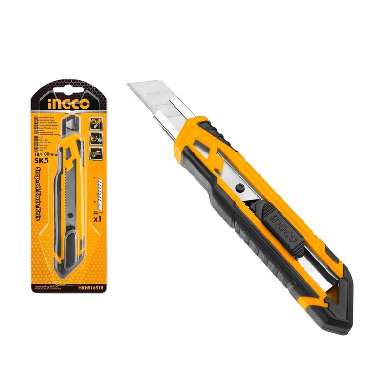CUCHILLO CARTONERO PULSADOR PLANO 18 X 100MM INGCO