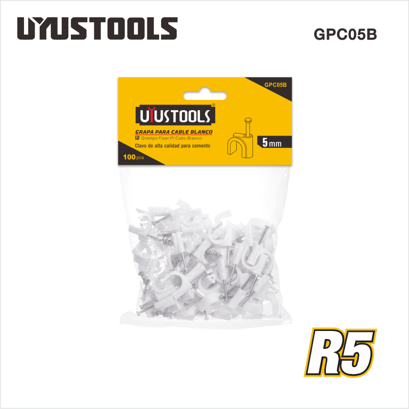 GRAPA P/CABLE BLANCO 5MM 100PCS UYUSTOOLS
