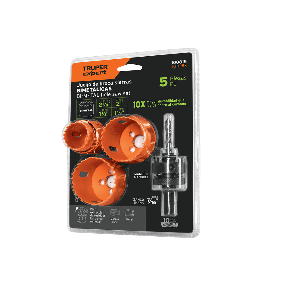 JUEGO DE SIERRAS COPA BIMETALICAS TRUPER 4 PCS