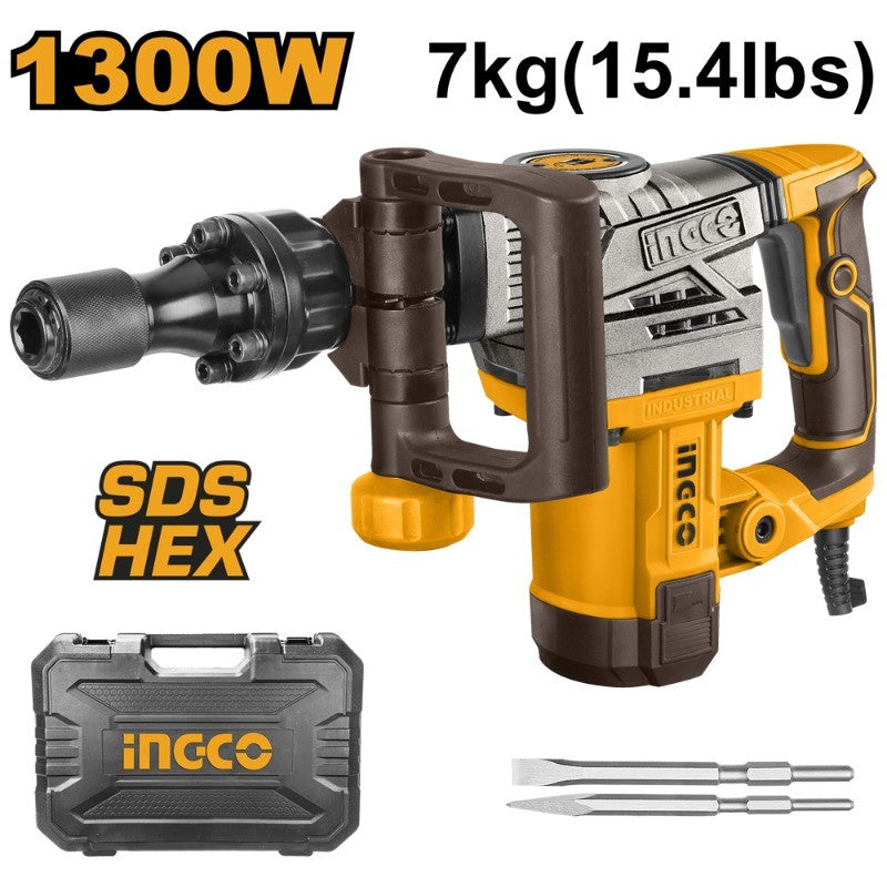 MARTILLO DEMOLEDOR ELECTRICO INDUSTRIAL SDS HEX 1300W/20J INGCO