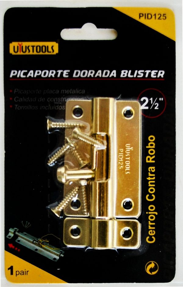 PICAPORTE 2.1/2 DORADA BLISTER UYUSTOOLS