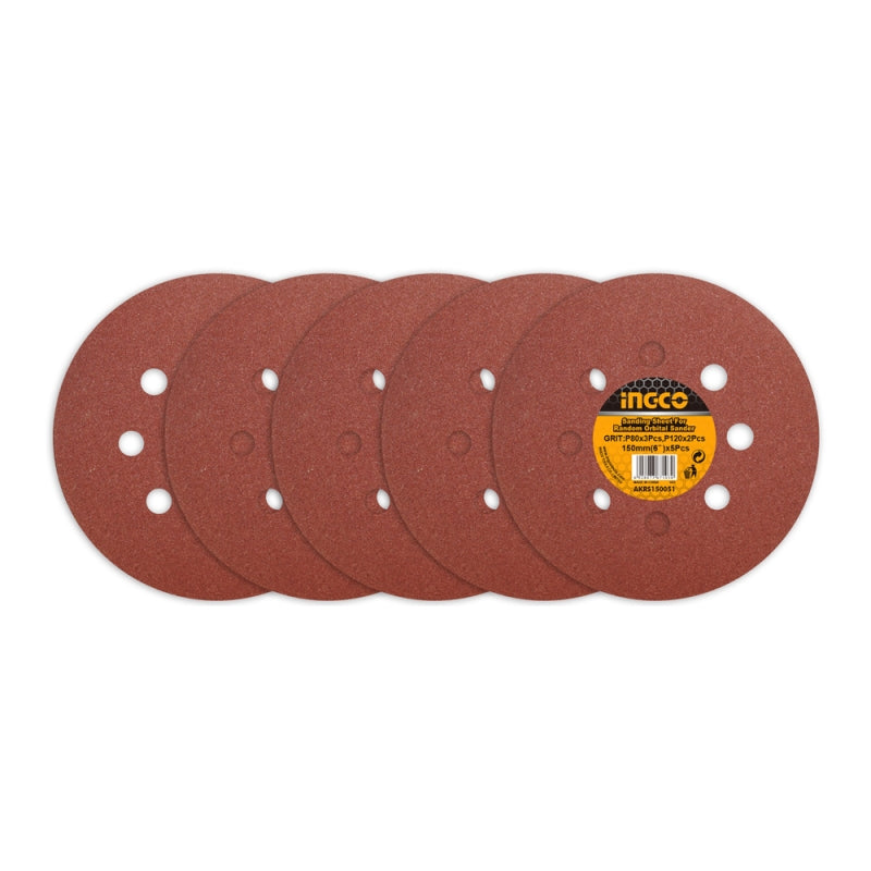SET DISCOS DE LIJA 5 PCS 150MM/6" P80-P120 INGCO