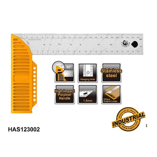 ESCUADRA METALICA 90° INDUSTRIAL 12" INGCO