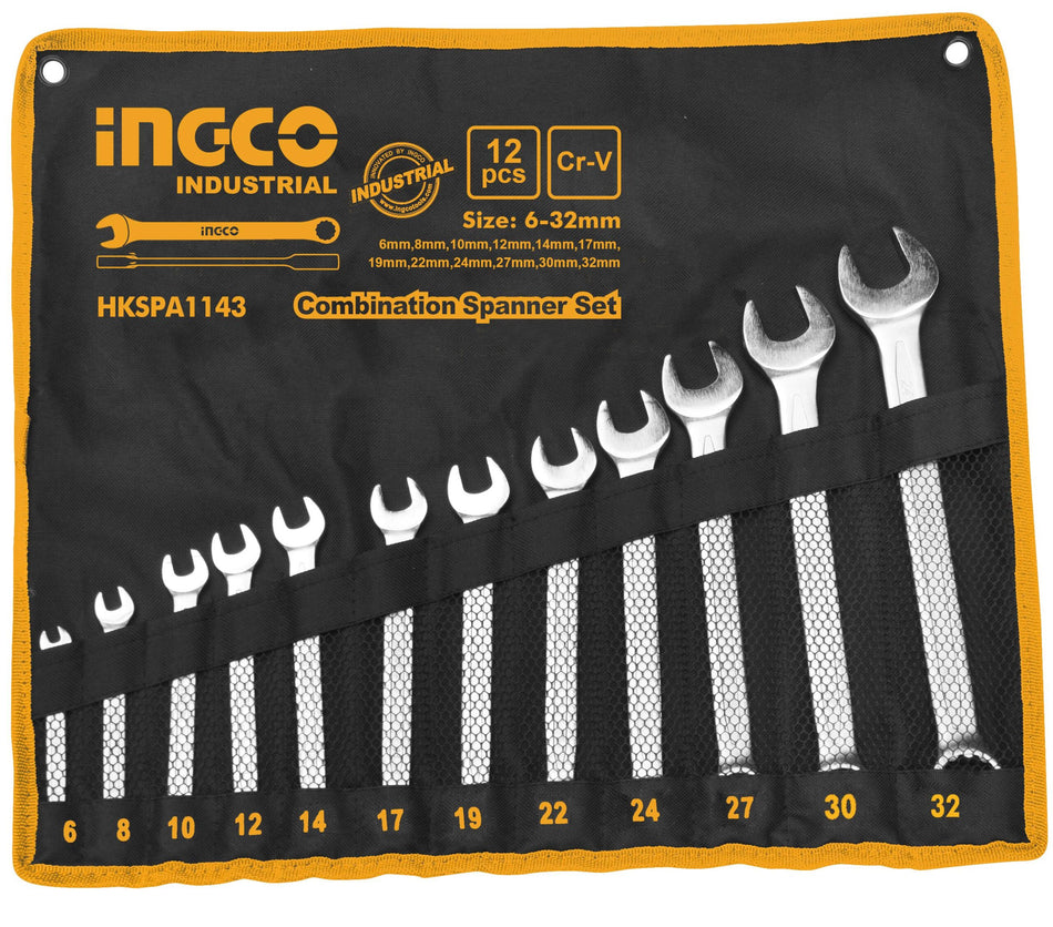 SET LLAVES PUNTA CORONA INDUSTRIAL 12 PIEZAS 6-32MM INGCO