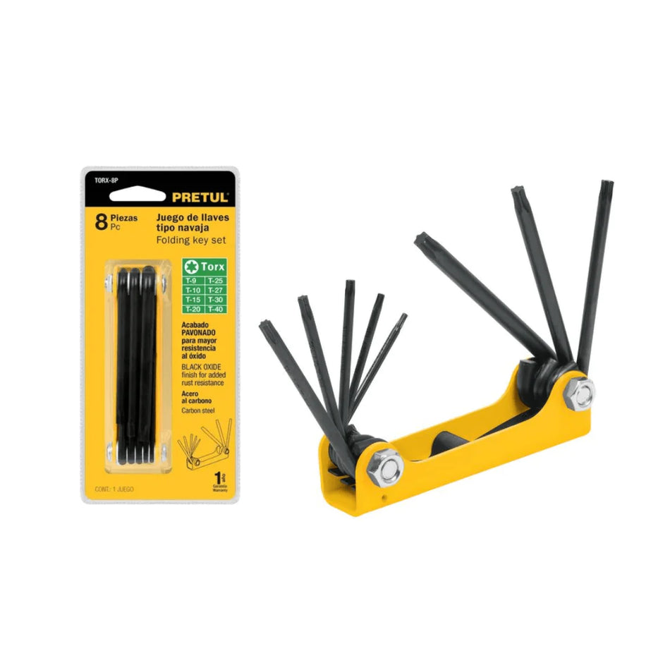 JUEGO LLAVE TORX 8 PCS PRETUL