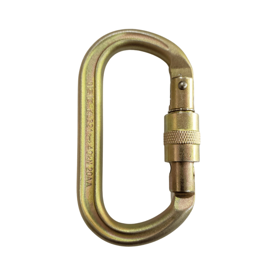 MOSQUETON DE ACERO OVALADO KEYLOCK SEGURO ROSCA (40 KN) ISC