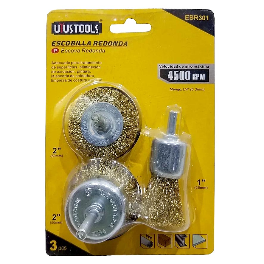 JUEGO ESCOBILLA REDONDA 3 PCS UYUSTOOLS