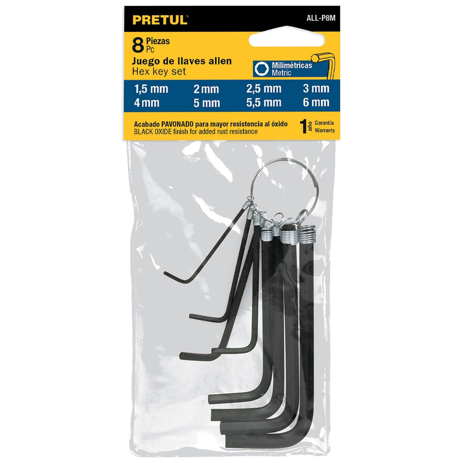 JUEGO LLAVE ALLEN 8 PCS PRETUL